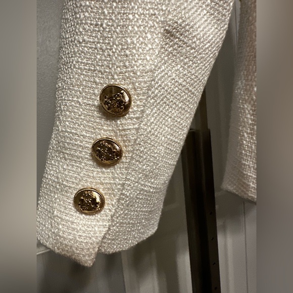 Tweed Cream Double-Breasted Blazer - Picture 6 of 6